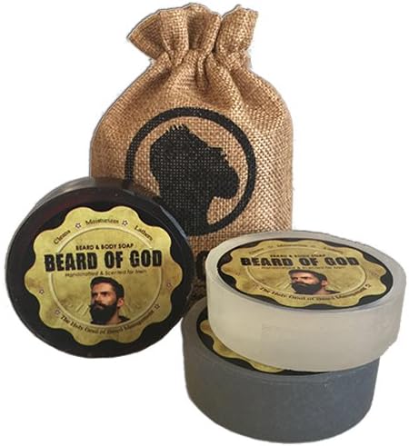 3PK BEARD BAR SOAP + BURLAP SACK By BEARD OF GOD | Dark Orchid | Made to Order | ORGANIC | Vegetable Based | No Chemicals