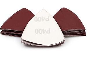 SPEEDWOX 30 Pcs Hook and Loop Triangle Sandpaper 400 Grit 80mm 3-1/8 Inches for Oscillating Multi Tool Detail Sander Sanding Discs Triangle Sanding Pads