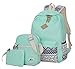 Veenajo Casual Lightweight Cute Dot Canvas Laptop Bag Shoulder Bag School Backpack for Teen(Light Green)