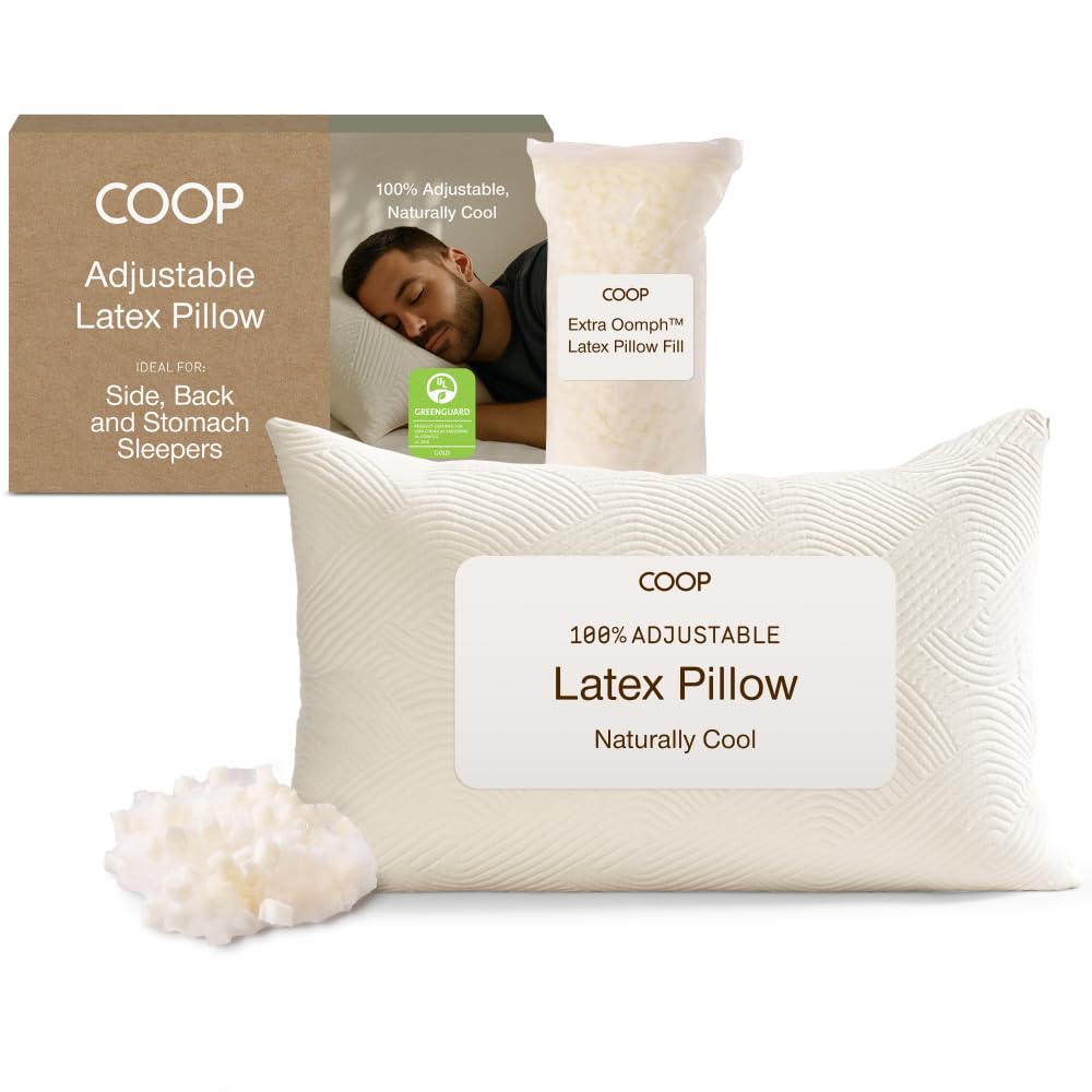 coop home goods adjustable latex pillow queen, talalay latex & microfiber fill, best pillows for sle
