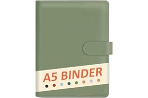 DONBAO A5 Binder 6 Ring Refillable Notebook Planner Journal Cover for A5 Planner Paper Inserts, PU Leather Loose Leaf Photocard Holder, Budget Binder Personal Organizer with Magnetic Buckle