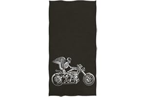 Naanle Chic Skull Guy Riding Motorcycle Printed Soft Highly Absorbent Large Decorative Hand Towels Multipurpose for Bathroom, Hotel, Gym and Spa (16" x 30",Black)