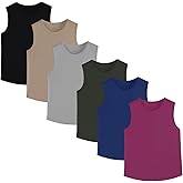 Phedrew 6 Pack Boys Youth Kids Mesh Athletic Quick Dry Tank Top Sleeveless T Shirts Moisture Wicking (Age 4-18)