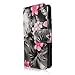 Cellularvilla Wallet Case for Samsung Galaxy S5 Pu Leather Wallet Card Flip Open Pocket Case Cover Pouch (Black Pink Flower)