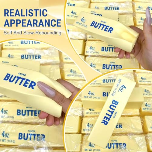 Last Page®2Pack Slow Rising Dumpling Squishy Butter Squeeze Toys, Slow Rising Squishy,Squeeze Ball Realistic Butter Stick Soft Squeeze Toys for Adults Office Home Stress Relief (Yellow)