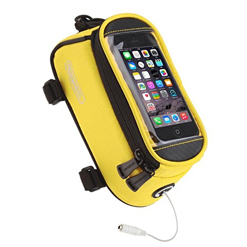 JOY COLORFUL Bicycle Bags Bicycle Front Tube Frame Cycling Packages 4.2,4.8,5.5 inches Touch Screen Mobile Phone Bags Professional Bicycle Accessories (Yellow, Small)