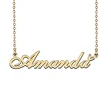 HUAN XUN 18K Gold Plated Name Necklace Amanda for