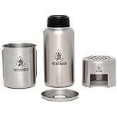 The Pathfinder School Stainless Steel 32oz Water Bottle, Cup with Bat Wing Handles, and Stove Set