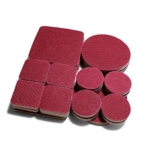 Non-Slip Furniture Pads for Hardwood Floors - 24 Pieces - Square, Round Combo Pack - Protect Hardwood Floors from Scratches and Stop Furniture from Sliding