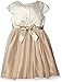 Dollie & Me Girls' Textured Knit to Glitter Mesh Special Occasion Dress