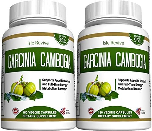 Garcinia Cambogia Weight Loss Supplement - 95% HCA Plant Based Pure Extract Fat Burner Diet Pills Appetite Suppressant Energy Booster for Health and Wellness Made in the USA, 2 Bottles 180 Capsules