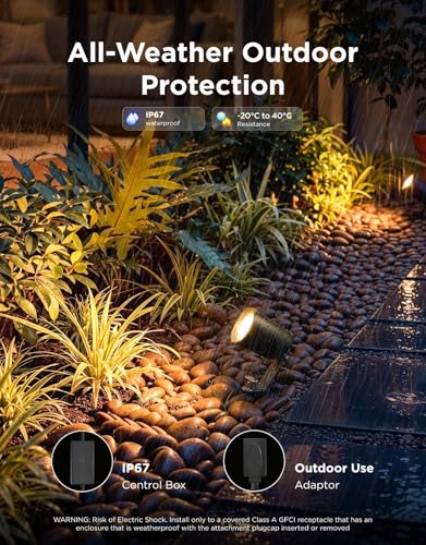 Govee Outdoor Spotlights Lite 4 pack, IP67 Waterproof Spotlights, Landscape Lighting Work with Alexa, Matter and Google Assistant, RGBWIC Color Changing Light for Outdoor Decor, Courtyard, Patio Decor
