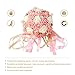 Febou Bridal Bouquet - Artificial Roses, Lace Pearl Ribbon, Perfect for Weddings, Church, Parties & Home Decor (Long Ribbon, White+Pink)
