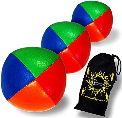 Flames 'N Games 4 Colour Leather Juggling Balls + Bag Set of 3 - Image 3