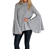 SG Women Turtleneck Long Bell Sleeve Top Casual Jumper Pullover Sweater