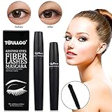 4D Silk Fiber Lash Mascara, Fiber Mascara, 4D Fiber Lash Mascara, Waterproof Long Lasting Eyelash Extension Warm Water Washable 4D Eyelash Mascara Makeup-Black