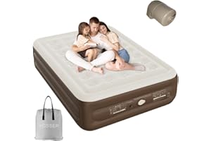 VOSSER Queen Air Mattress with Built-in Pump,18'' Self Inflatable Mattress with Cordless Removable Lithium Battery Pump, Blow Up Mattress with Storage Bag,Foldable Rest Airbed for Home, Camping & Guests