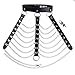 iiniim Women's Faux Leather Harness Punk Gothic Metal Chain Tassel Body Caged with Lock (One Size, Black)