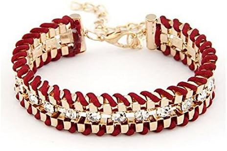 Fariishta Jewelry Diamond Accented Alloy Hand Braided Bracelet£¨red£