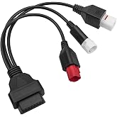 QNHEAY 3-in-1 OBD2 Diagnostic Adapter Fit for Yamaha Honda KTM Motorcycle | Multi Connector Design Supports Various Motorcycle Interfaces and Provides Convenient Diagnostic Connection Solutions