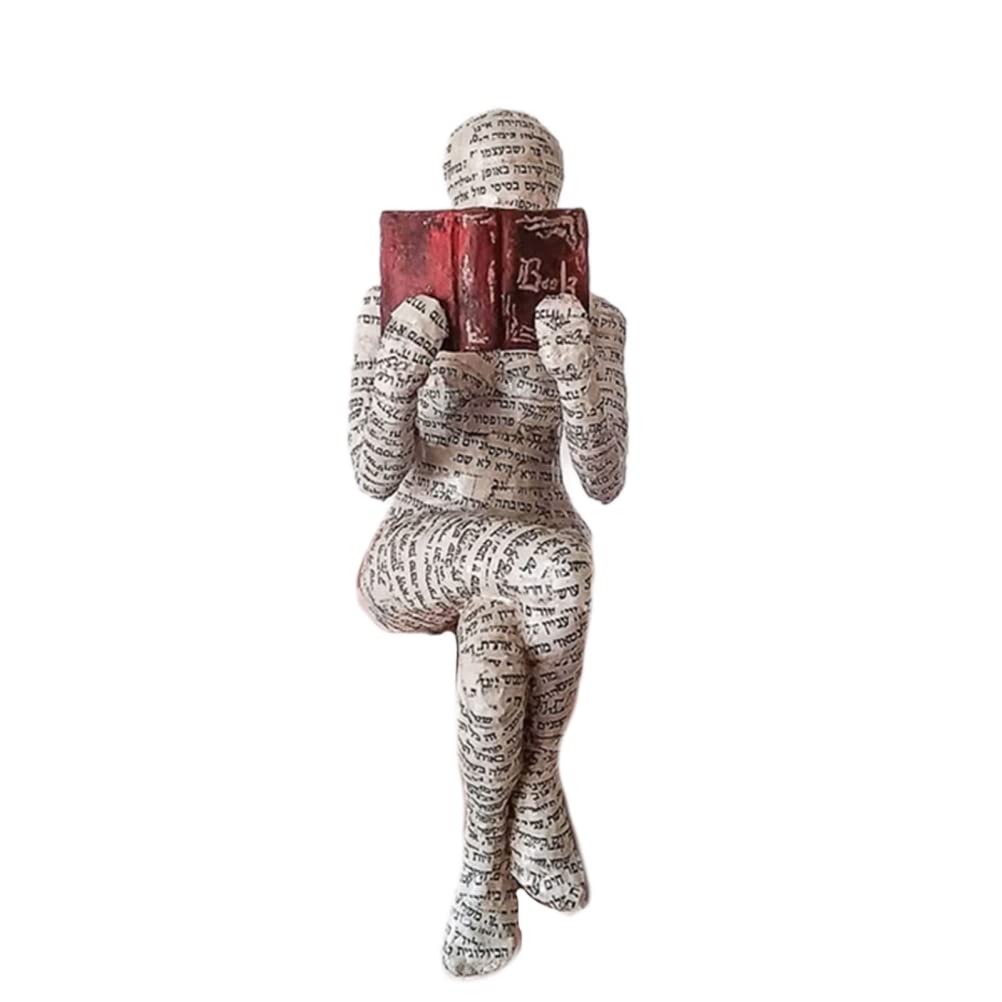 Retro Reading Woman Figure Ornaments, Art Reading Female Statue Ornaments Pulp Resin Craft Statue Table Decoration Reading Bookshelf Decoration Home Library Office