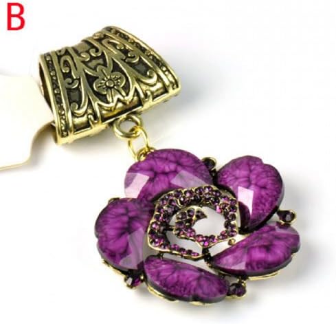 Antique Gold Plated Design Flower with Stones Scarf Slide,pt-709 (B)