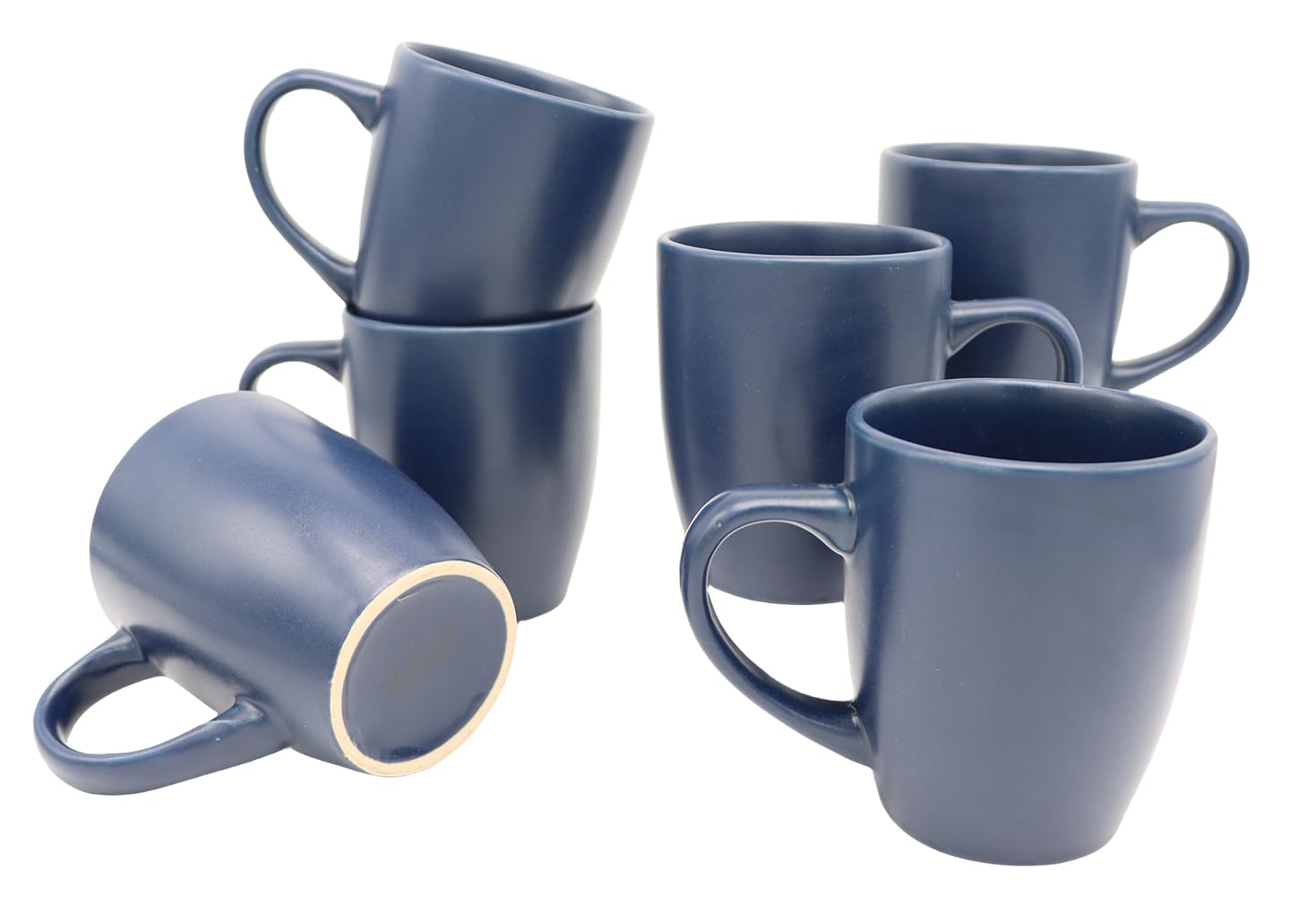 HOMD Coffee Cup Set 6-12oz Large Handle Ceramic Cup for Coffee, Soup, Tea, Milk, Latte, hot Cocoa, Ladies, Men-New Porcelain Mug Set. (Navy Blue)