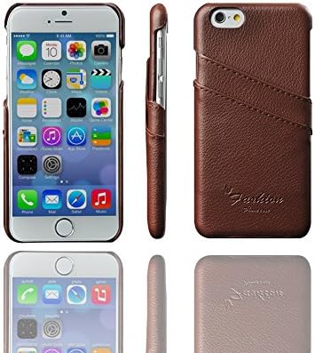 VANTEN iPhone 6s Plus Case Premium Genuine Leather Wallet Case + HD Tempered Film, Professional Back Cover Case With 2 Card Slots (Retail Packaging) (iPhone 6/6S Plus Brown)