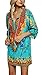 Women Bohemian Neck Tie Vintage Printed Ethnic Style Summer Shift Dress (S, Pattern 1)