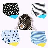 My qBebe Reversible Cotton Bandana Baby Teething Bibs, 2 Pk w/Bonus Storage Bag