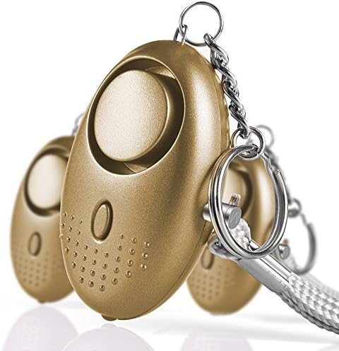 Emergency Personal Alarms 140DB Siren Song Security Electronic Device Self-Defense Protection Safety Alarm Keychain with LED Light for Women Girls Kids Elderly - 3 Pack Gold