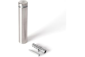 OUTWATER Stainless Steel Standoff 5/8 Inch Diameter x 3 Inch Barrel Length Brushed Finish for PVC, Glass and Acrylic Sign Stand Off Wall Anchors and Screws 4 Piece Pack for Heavy Signs