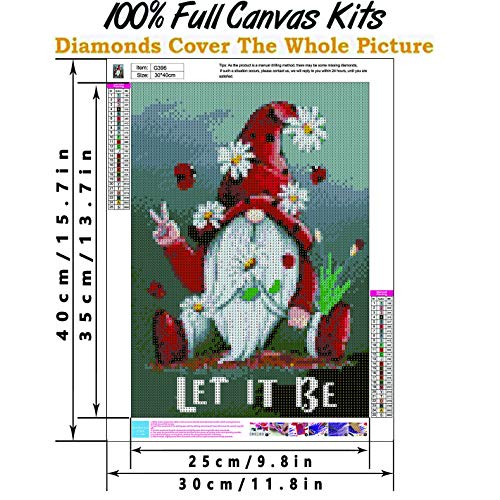 Gnome Sunflower Diamond Painting Kit For Adults - 12x12 Inch Full Drill 5D Gem Art With Tools