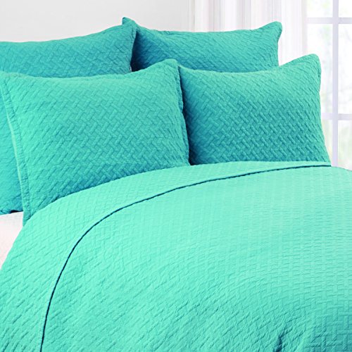 C&F Home Basketweave Azul Full/Queen 3 Piece Quilt Set Full/Queen 3 Piece Set Azul
