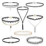 Jane Stone Vintage Black Velvet Choker Necklace Gothic Jewelry with Pearl and Infinity(Fn2141-8set)