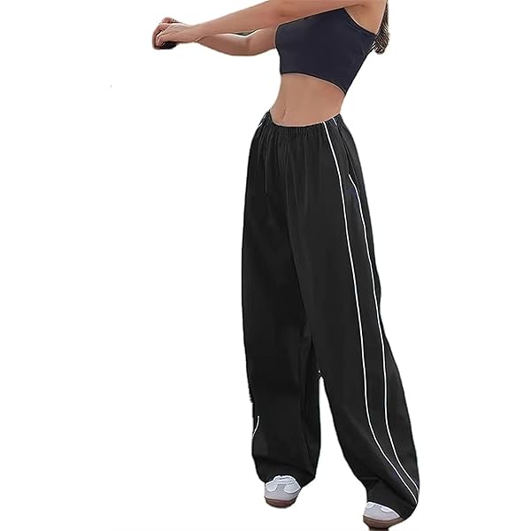 Amazon.com: XPONNI Track Pants Women Baggy Y2k Parachute Pants for