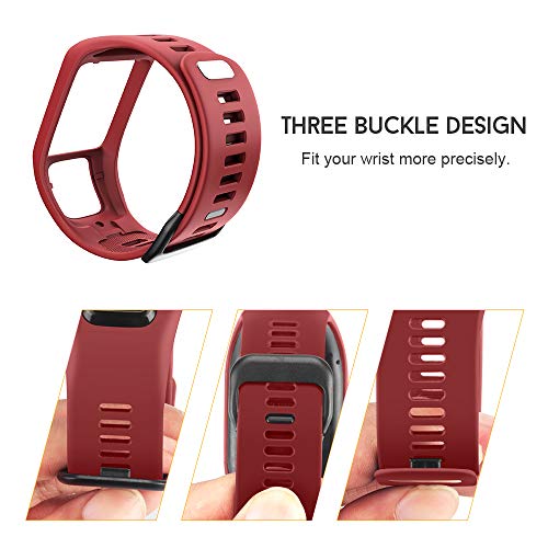ANCOOL Compatible with Spark 3 Watch Bands Silicone Watch Straps Replacement for Runner 2 3,Spark 3, Golfer 2,Adventurer Smartwatches (Red)
