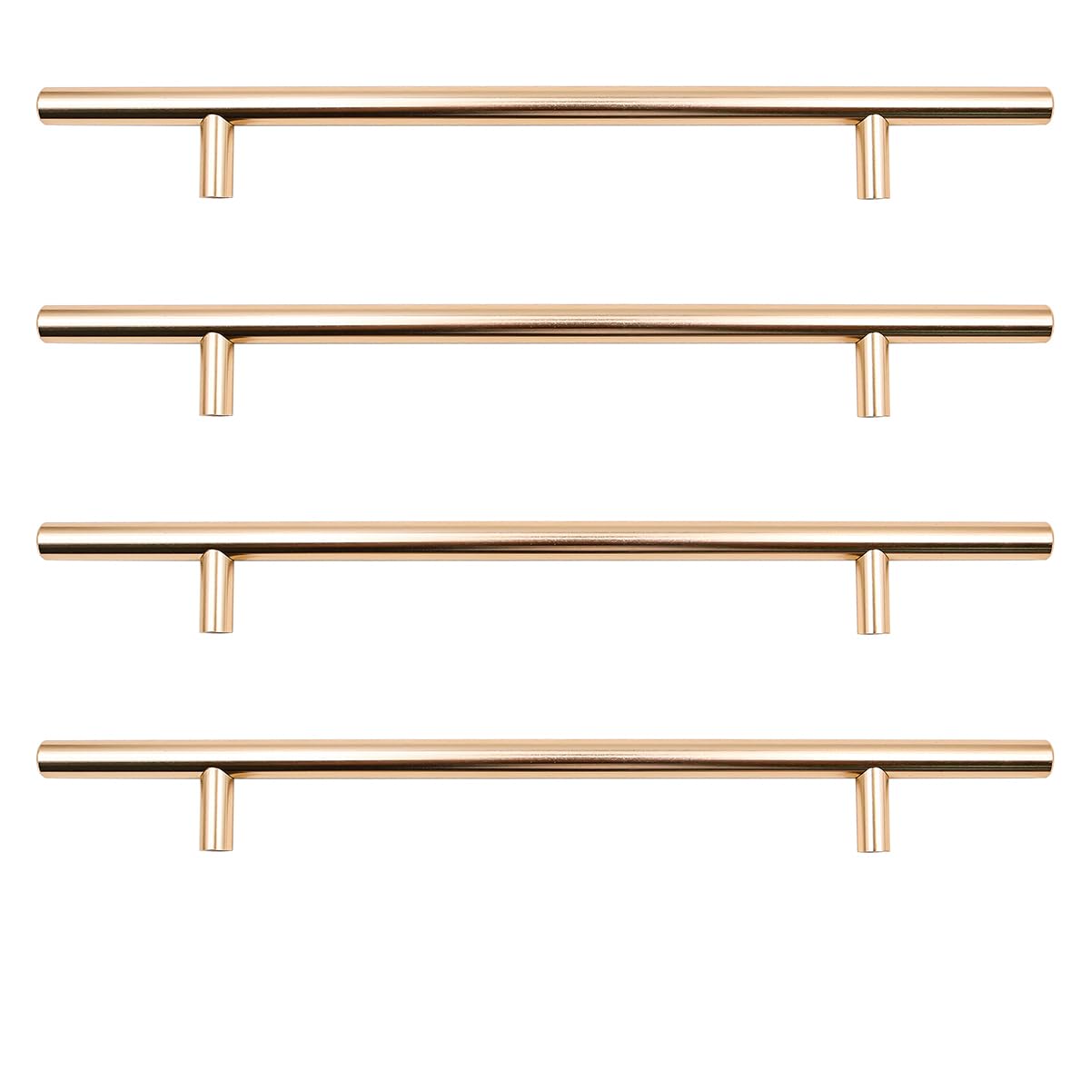 ZONADAH 4 Pack Gold Cupboard Handles 192mm Hole Center T Bar, Stainless Steel Drawer Pulls 150mm Length, Long Wardrobe Door Kitchen Cabinet Handles for Bedroom