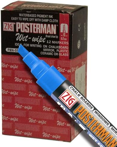 Zig Posterman Wet-Wipe 6mm Metallic Blue Paint Markers - Box of 12