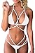 QINSEN Women Sexy Halter Bikini Sets Criss Bandage 2PCS Bathing Suit White L