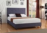 Home Life Cloth Charcoal Blue Linen 47" Tall Headboard Platform Bed with Slats King - Complete Bed 5 Year Warranty Included ()