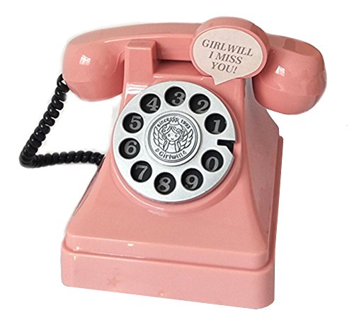 FUYU Pink Vintage Telephone Shape Piggy Saving Bank, Coin Bank, Home Decoration, Birthday Gift, Valentines Gift