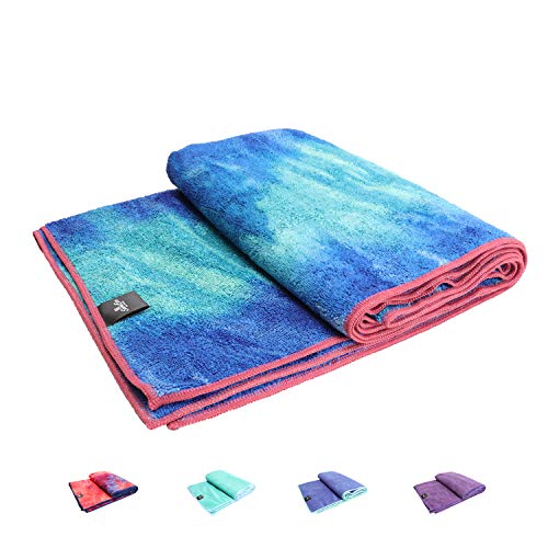 SUMI ECO ECO-FRIENDLY The Perfect Yoga Mats Towel – Super Soft, Sweat Absorbent, Multicolored Wicking, Non-Slip Bikram Hot Yoga Rug for Pilates Lovers (Mix Sky Blue Purplish)