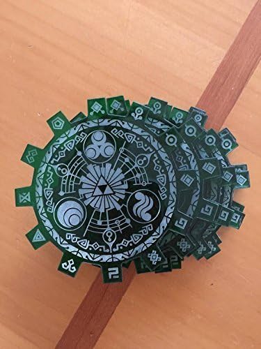 Legend of Zelda Gate of Time Coasters Green Laser Cut and Etched Translucent Acrylic Set of Six