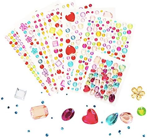 Self-adhesive Jewels Multicolor Rhinestone Sticker Sheets, for Face, Makeup, Carnival, Crafts , Scrapbooking Embellishments,Crystal Gem Stickers,Party decorations 7 Sheets