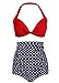 COCOSHIP Women's Retro Red Top and White Polka High Waisted Bikini Set Swimsuits Swimwear XL(US10)