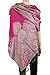 Achillea Luxurious Big Paisley Jacquard Layered Woven Pashmina Shawl Wrap Scarf Stole (Fuchsia)
