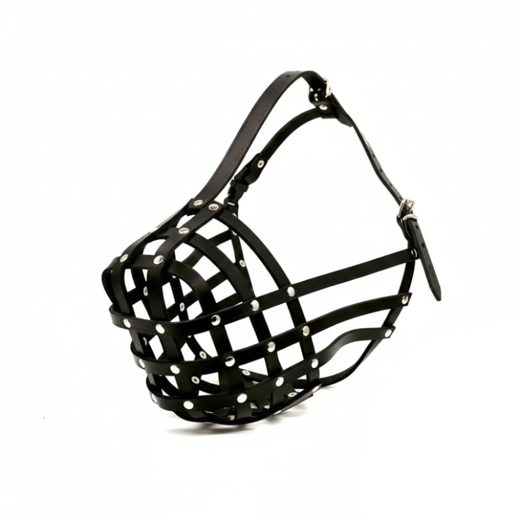 Genuine Leather Dog Muzzle for American Bully, Bully XL and other similar snout (Black Leather, AB3)