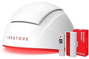 iRestore Professional + Rechargeable Battery Pack - Laser Red Light Therapy for Hair Growth - FDA Cleared Hair Loss, Thinning Treatment for Men & Women - Hair Regrowth Cap - 282 Lasers & LEDs