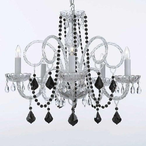 Murano Venetian Style All-Crystal Chandelier with Black Color Crystal!